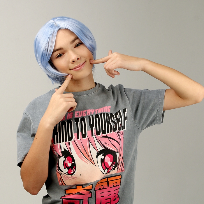 Карнавальный парик &laquo;Аниме&raquo; голубой,короткий