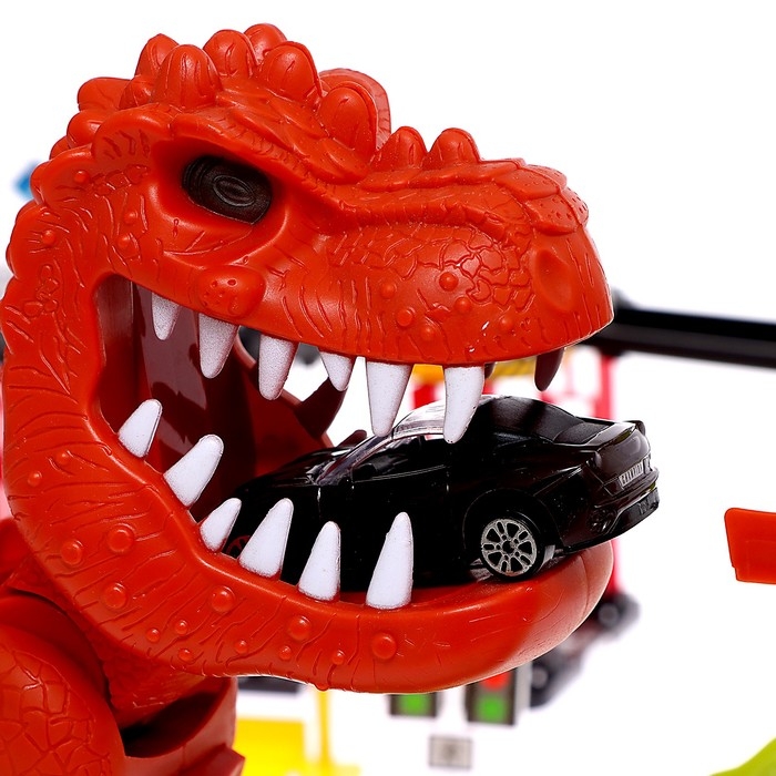 Автотрек &laquo;Дино-трек&raquo;, с запуском, звуковые эффекты, с 10 машинами