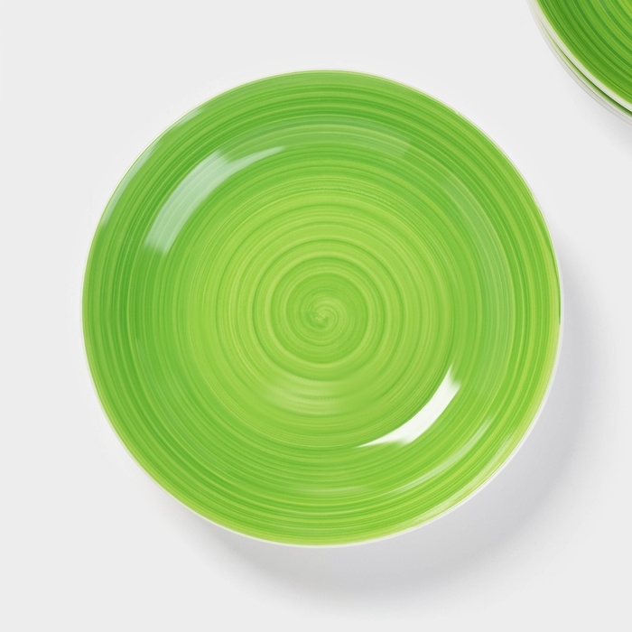 Набор тарелок глубоких Доляна «Палитра», 20,2×4,2 см, фарфор, 6 шт, зелёный Набор тарелок глубоких Доляна «Палитра», 20,2×4,2 см, фарфор, 6 шт, зелёный