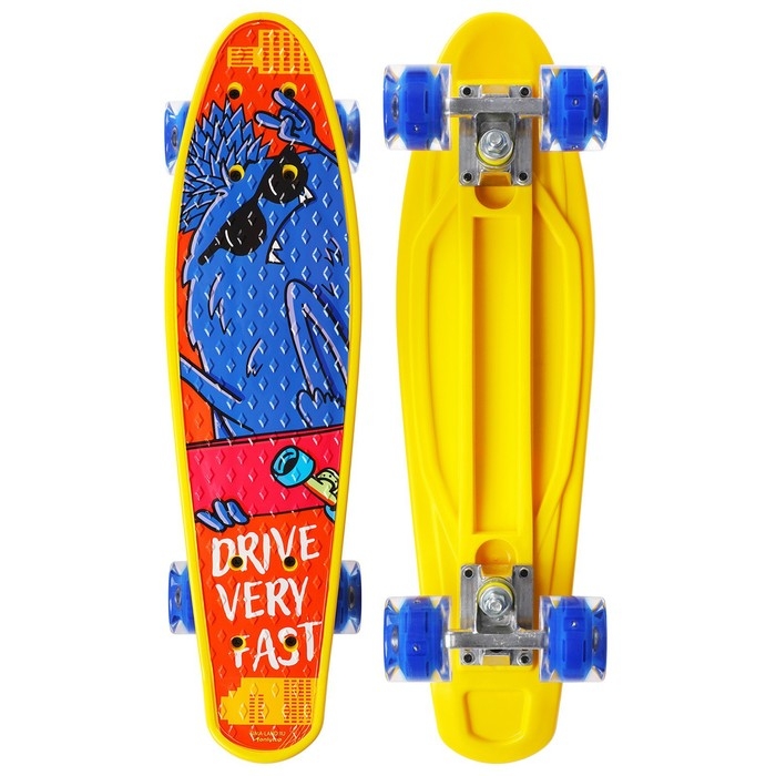 Пенниборд ONLYTOP &laquo;Монстр&raquo;, 56х16 см, колёса световые PU 60х45 мм, ABEC 7, алюминиевая рама