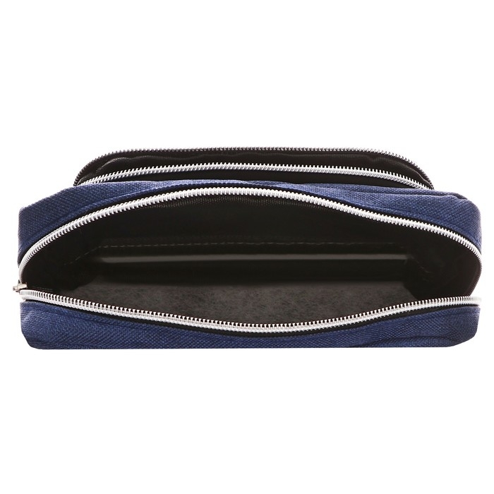 Пенал мягкий 2 отделения, 100 х 210 х 65 мм, объёмный, Calligrata, джинс