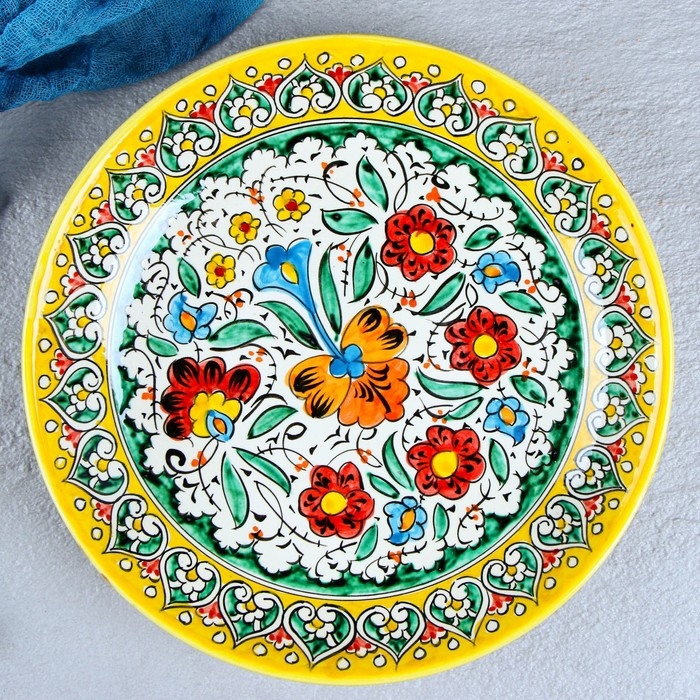 Ляган Риштанская Керамика Ляган Риштанская Керамика "Турецкий узор", 25 см, жёлтый