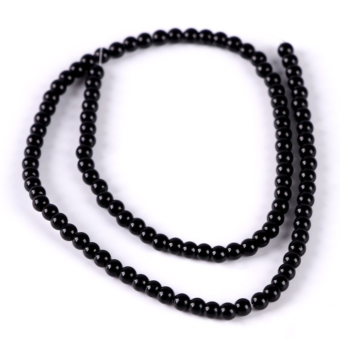 Бусины из натурального камня &laquo;Чёрный агат&raquo; набор 90 шт., размер 1 шт. &mdash; 4 мм