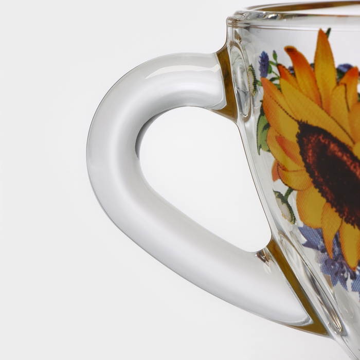 Чайная пара &laquo;Подсолнух&raquo;,стеклянная, чашка+блюдце, 200 мл, d=92 мм