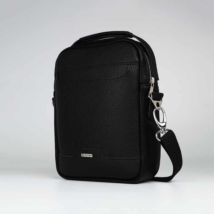 Сумка мужская через плечо TEXTURA, искусственная кожа, цвет чёрный