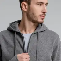 Толстовка на молнии с капюшоном унисекс King, темно-серый меланж, размер S