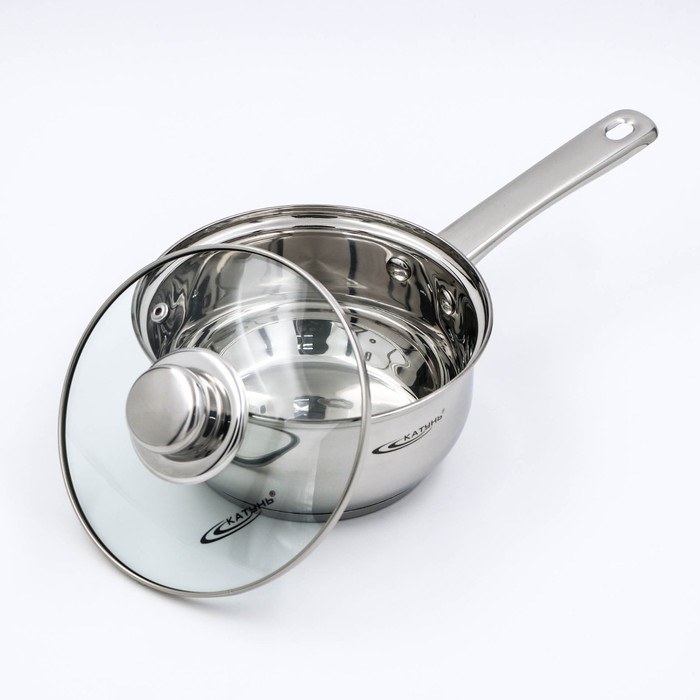 Ковш «Гретта», 1,6 л, d=16 см, капсульное дно, стеклянная крышка, металлическая ручка, индукция Ковш «Гретта», 1,6 л, d=16 см, капсульное дно, стеклянная крышка, металлическая ручка, индукция