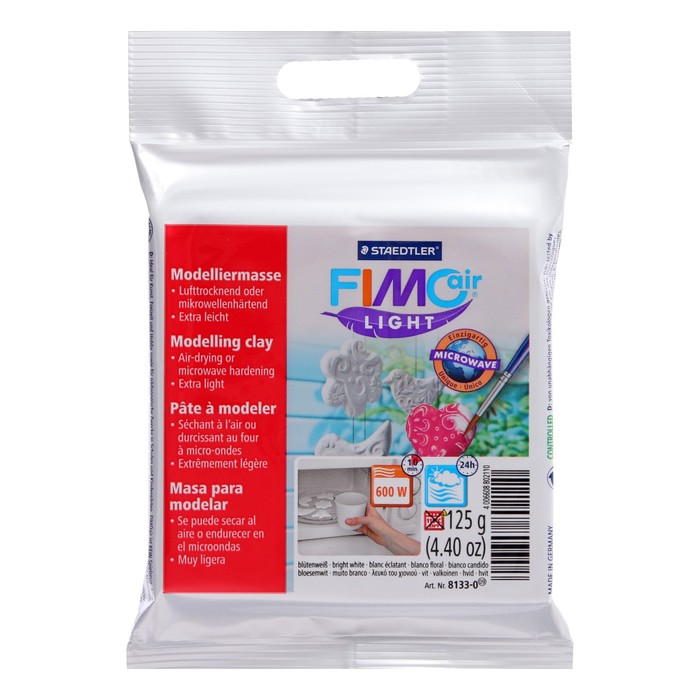 Масса для лепки самоотвердевающая, лёгкая, 125 г, Air light, белый