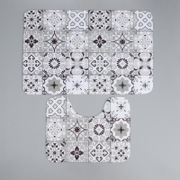 Набор ковриков для ванной и туалета Доляна &laquo;Плитка&raquo;, 2 шт: 50&times;80, 40&times;50 см, цвет коричневый