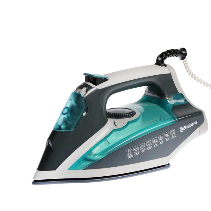 Утюг Sakura SA-3061CG Premium, 2600 Вт, керамическая подошва, 400 мл, серо-бирюзовый Утюг Sakura SA-3061CG Premium, 2600 Вт, керамическая подошва, 400 мл, серо-бирюзовый