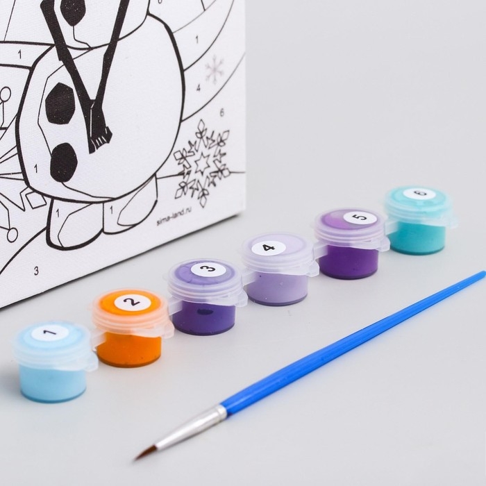 Картина по номерам для детей Картина по номерам для детей "Олаф" 21х15 см, Холодное сердце