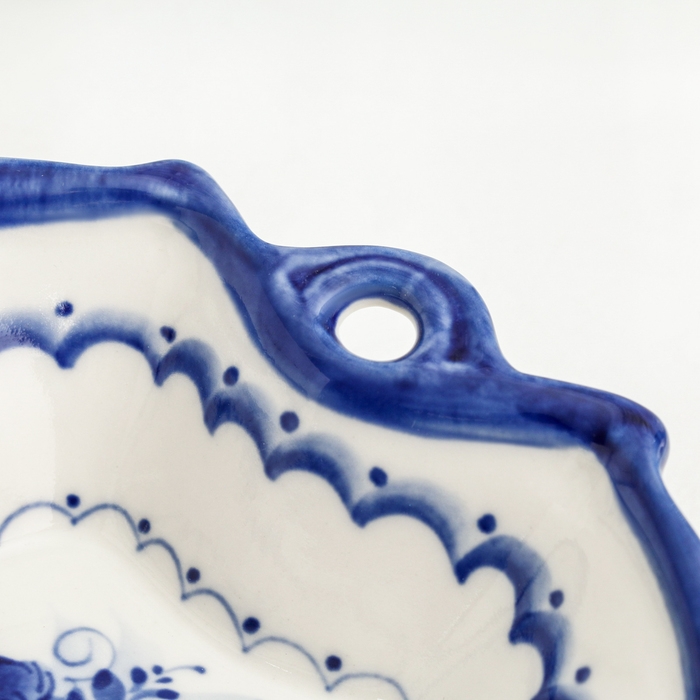 Салатник "Клиновый лист", 15 х 14 х 4 см, гжель, кобальт