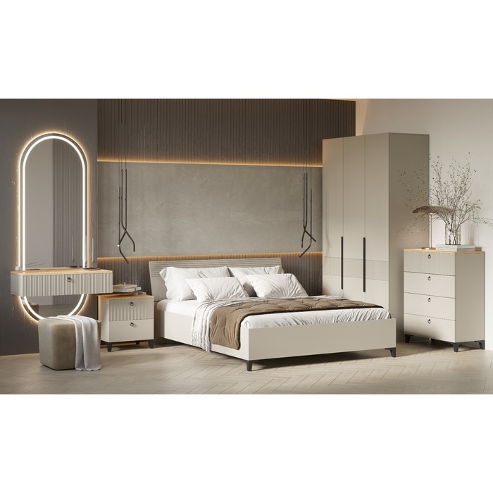 Тумба прикроватная Ника, 400х410х516, Кашемир/Дуб/Бежевый МДФ