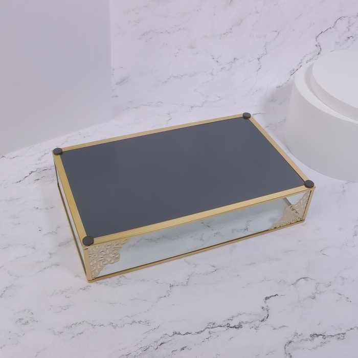 Органайзер для хранения &laquo;GREAT&raquo;, стеклянный, с зеркальным дном, 1 секция, 29 &times; 17,5 &times; 6 см, цвет прозрачный/медный