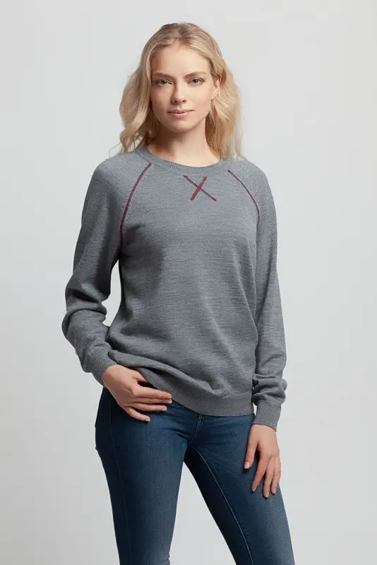 Джемпер Stitch с контрастной отделкой, серый с бордовым, размер XL Джемпер Stitch с контрастной отделкой, серый с бордовым, размер XL