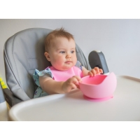 Тарелка детская на присоске, силиконовая, цвет розовый