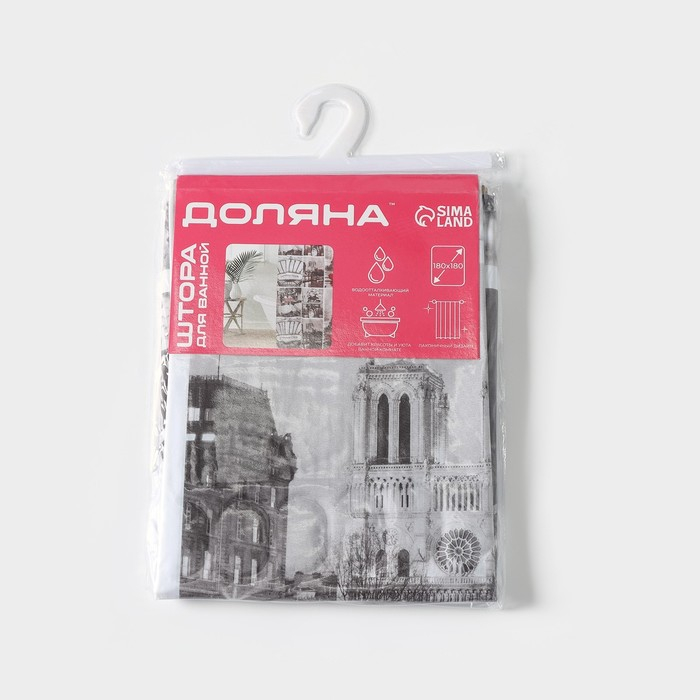 Штора для ванны Доляна &laquo;Париж ретро&raquo;, 180&times;180 см, EVA