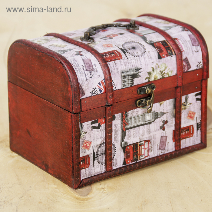 Шкатулка дерево сундучок Шкатулка дерево сундучок "Путешествие по Европе" 15х20х15 см