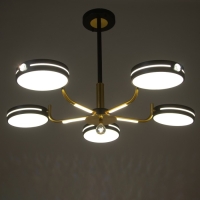 Люстра "Нестер" 5хLED 130Вт 3000-6000К черно-золотой 80х80х35 см BayerLux Люстра "Нестер" 5хLED 130Вт 3000-6000К черно-золотой 80х80х35 см BayerLux