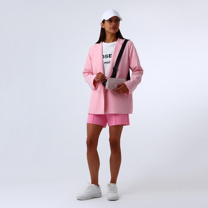 Сумка женская на молнии, TEXTURA, маленький размер, длинный ремень, цвет розовый Сумка женская на молнии, TEXTURA, маленький размер, длинный ремень, цвет розовый