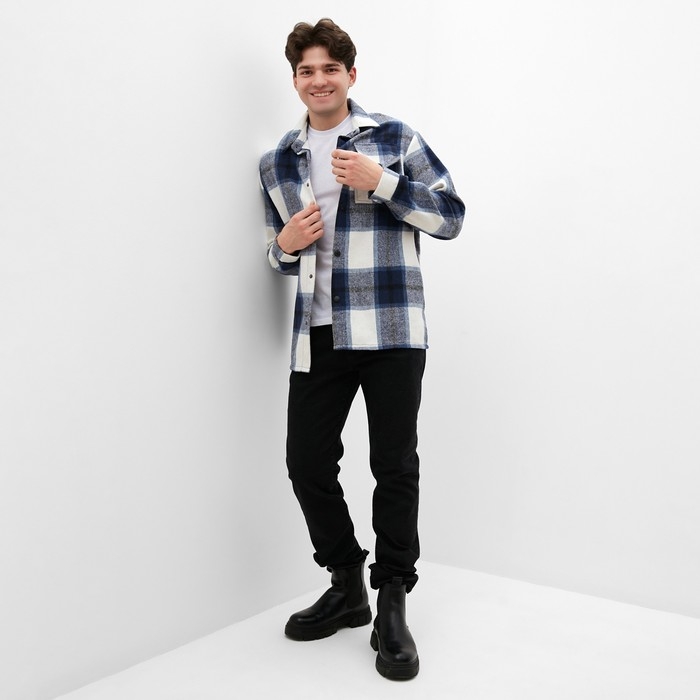 Рубашка мужская в клетку MIST, размер 46, синий Рубашка мужская в клетку MIST, размер 46, синий