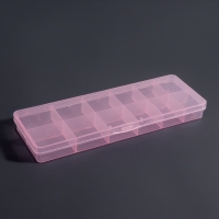 Органайзер для декора, 12 секций, размер 18,4 &times; 6,7 &times; 2 см, цвет прозрачный/розовый