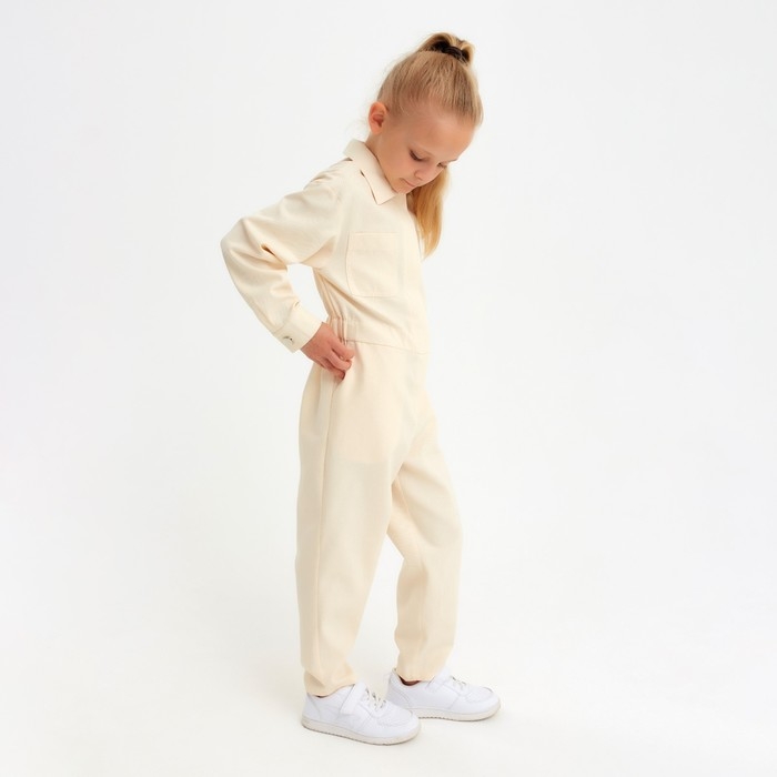Комбинезон для девочки MINAKU: Casual collection KIDS цвет бежевый, рост 122