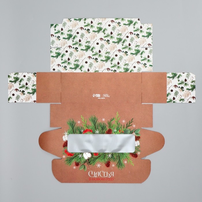 Коробка для кондитерских изделий с окном &laquo;Счастья в новом году&raquo;, 26 х 10 х 8 см, Новый год