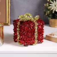 Светодиодная фигура из мишуры &laquo;Подарок красный&raquo; 12 &times; 9 см, 10 LED, батарейки AG10х3 (в комплекте), свечение тёплое белое