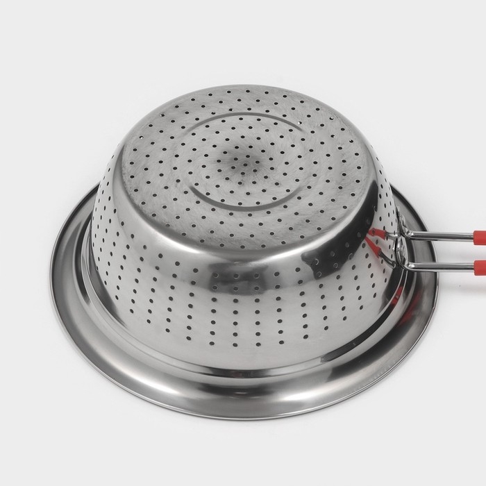 Дуршлаг из нержавеющей стали с ручкой «Эдвин», 39×24×9 см, цвет ручки МИКС Дуршлаг из нержавеющей стали с ручкой «Эдвин», 39×24×9 см, цвет ручки МИКС