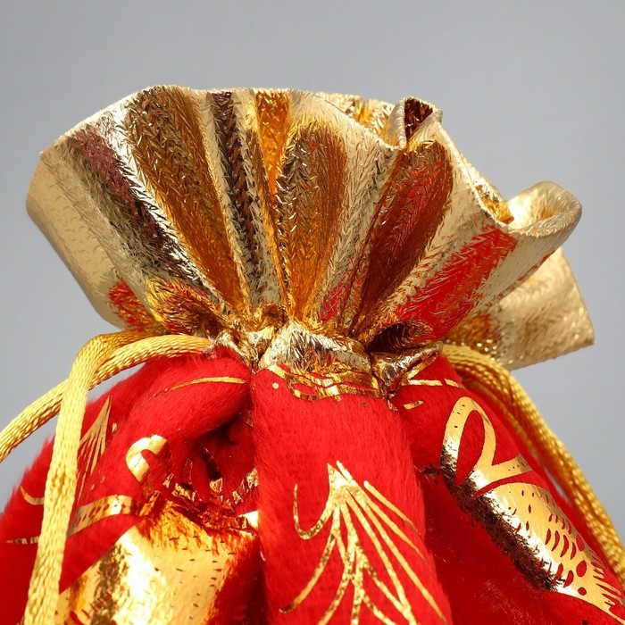 Мешочек подарочный плюш &laquo;Новогодний звон&raquo;, колокольчики, тиснение, 20 х 30 см +/- 1.5 см, Новый год