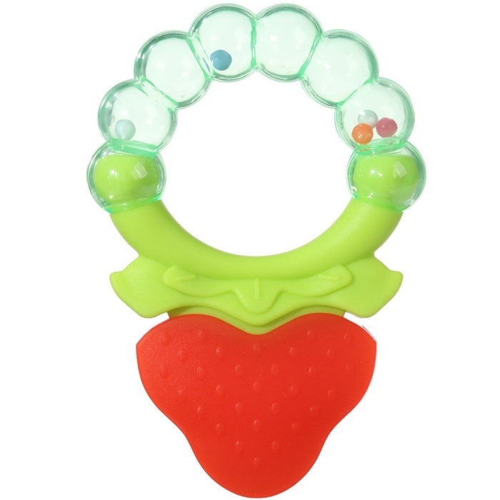 Прорезыватель силиконовый «Клубничка», с погремушкой, Крошка Я Прорезыватель силиконовый «Клубничка», с погремушкой, Крошка Я