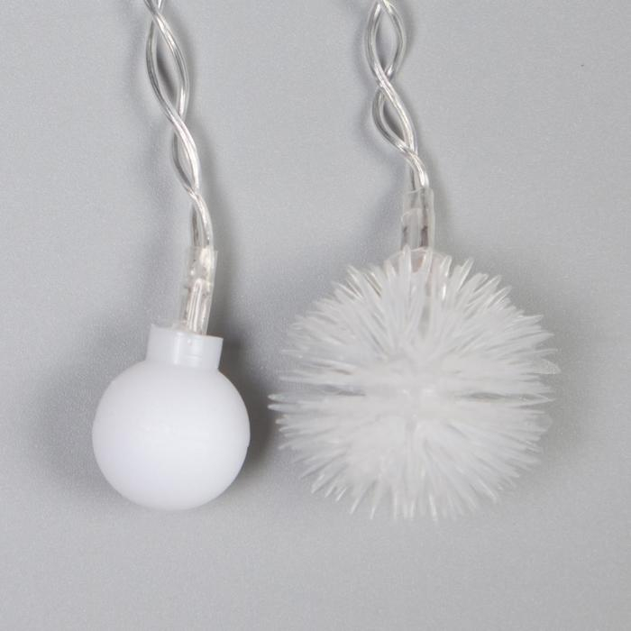 Гирлянда &laquo;Бахрома&raquo; 1.8 &times; 0.5 м с насадками &laquo;Шарики и ёжики&raquo;, IP20, прозрачная нить, 48 LED, свечение мульти (RG/RB), мигание, 220 В