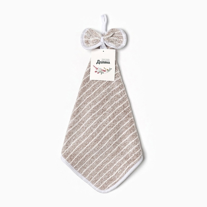 Кухонное полотенце Доляна "Полосочка" цвет коричневый  28х40 см, микрофибра, 100% п/э