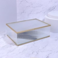 Органайзер для хранения &laquo;RIPPLES&raquo;, с крышкой, стеклянный, с зеркальным дном, 1 секция, 25 &times; 17,5 &times; 8,5 см, цвет прозрачный/медный