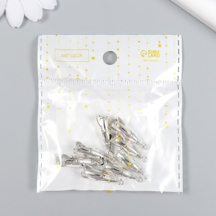 Декор для творчества металл Декор для творчества металл "Ракета" набор 8 шт серебро 1х2,3 см