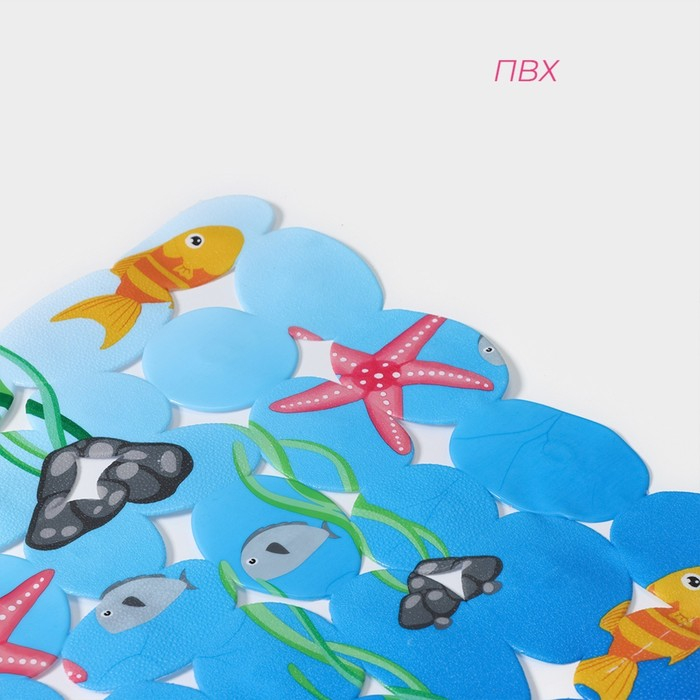 Коврик противоскользящий в ванну на присосках Доляна «Лагуна», 35×69 см Коврик противоскользящий в ванну на присосках Доляна «Лагуна», 35×69 см