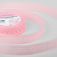 Лента декоративная, репсовая &laquo;Ажурные цветы&raquo;, 25 мм &times; 9,1 &plusmn; 0,5 м, цвет розовый