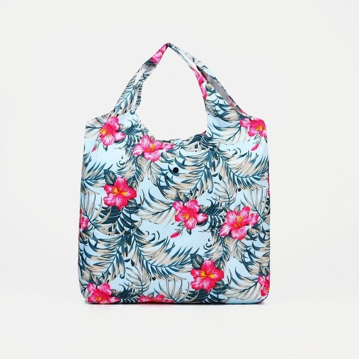 Сумка хозяйственная на кнопке, складная, цвет голубой