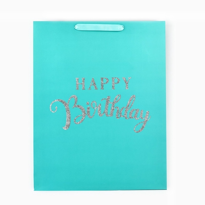 Пакет ламинированный вертикальный &laquo;С Днём рождения&raquo;, глиттер, L 40 х 31 х 11.5 см