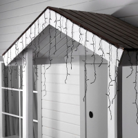 Гирлянда &laquo;Бахрома&raquo; 3 &times; 0.6 м, IP44, УМС, тёмная нить, 160 LED, свечение тёплое белое, мерцание белым, 220 В