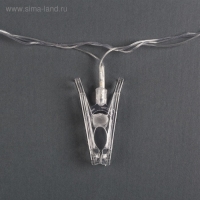 Гирлянда &laquo;Нить&raquo; 4.5 м с насадками &laquo;Прищепки&raquo;, IP20, прозрачная нить, 20 LED, свечение белое 220 В