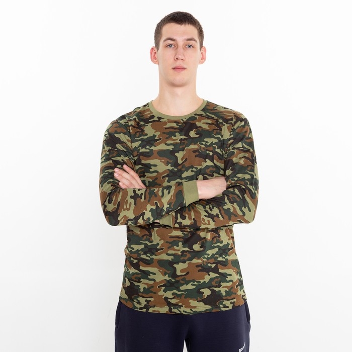 Лонгслив мужской с начёсом, цвет МИКС камуфляж коричнево-зелёный, размер 48 Лонгслив мужской с начёсом, цвет МИКС камуфляж коричнево-зелёный, размер 48