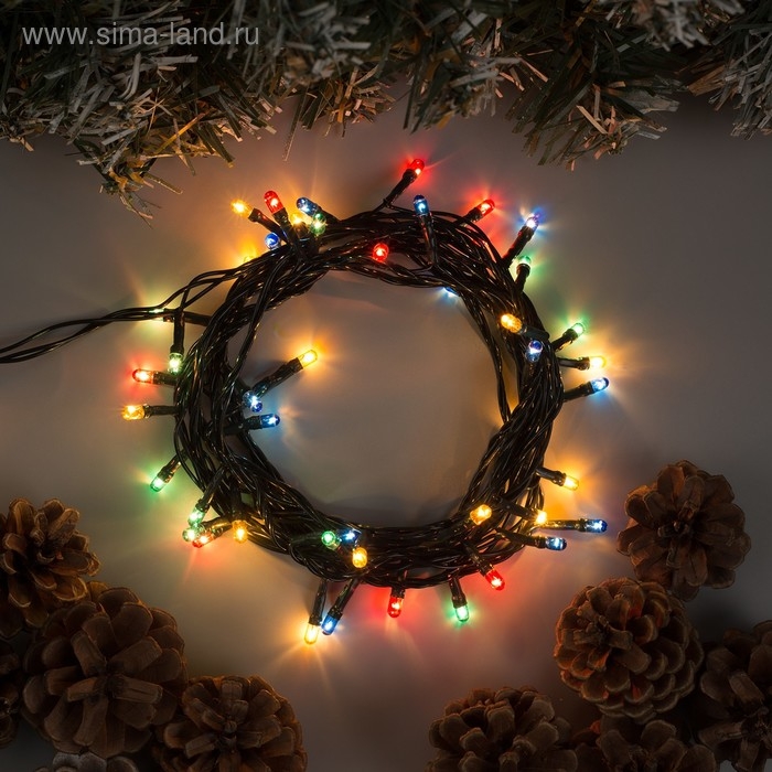 Гирлянда «Нить» 3.5 м, IP20, тёмная нить, 50 ламп, свечение мульти, 8 режимов, 220 В Гирлянда «Нить» 3.5 м, IP20, тёмная нить, 50 ламп, свечение мульти, 8 режимов, 220 В