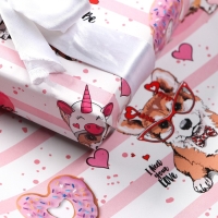 Бумага упаковочная глянцевая "Корги", 70 &times; 100 см,1 лист