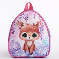 Рюкзак детский для девочки «Оленёнок», 23х20,5х10 см, отдел на молнии, цвет красный Рюкзак детский для девочки «Оленёнок», 23х20,5х10 см, отдел на молнии, цвет красный