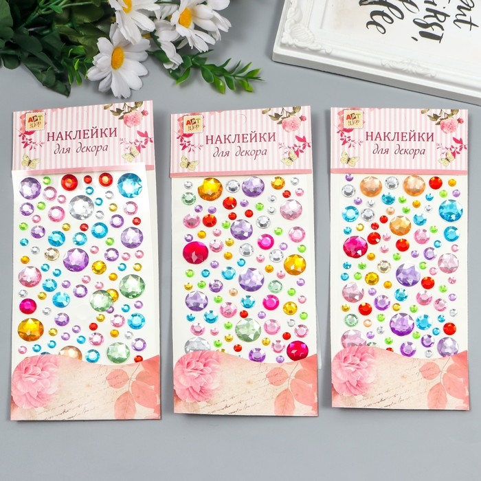 Наклейка пластик Наклейка пластик "Самоцветы" МИКС 23х9,5 см