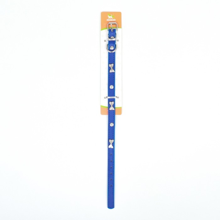 Ошейник "Бантики и стразы",38 х 1,5 см, ОШ 27-33, синий