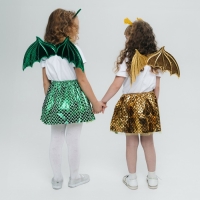 Карнавальный набор &laquo;Зимний дракошка&raquo;, цвет зелёный: крылья, юбка и ободок