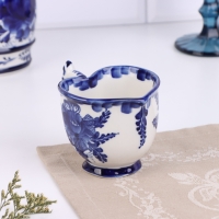 Чайная пара гжель «Кофейная», бело-синий,керамика, Чайная пара гжель «Кофейная», бело-синий,керамика,